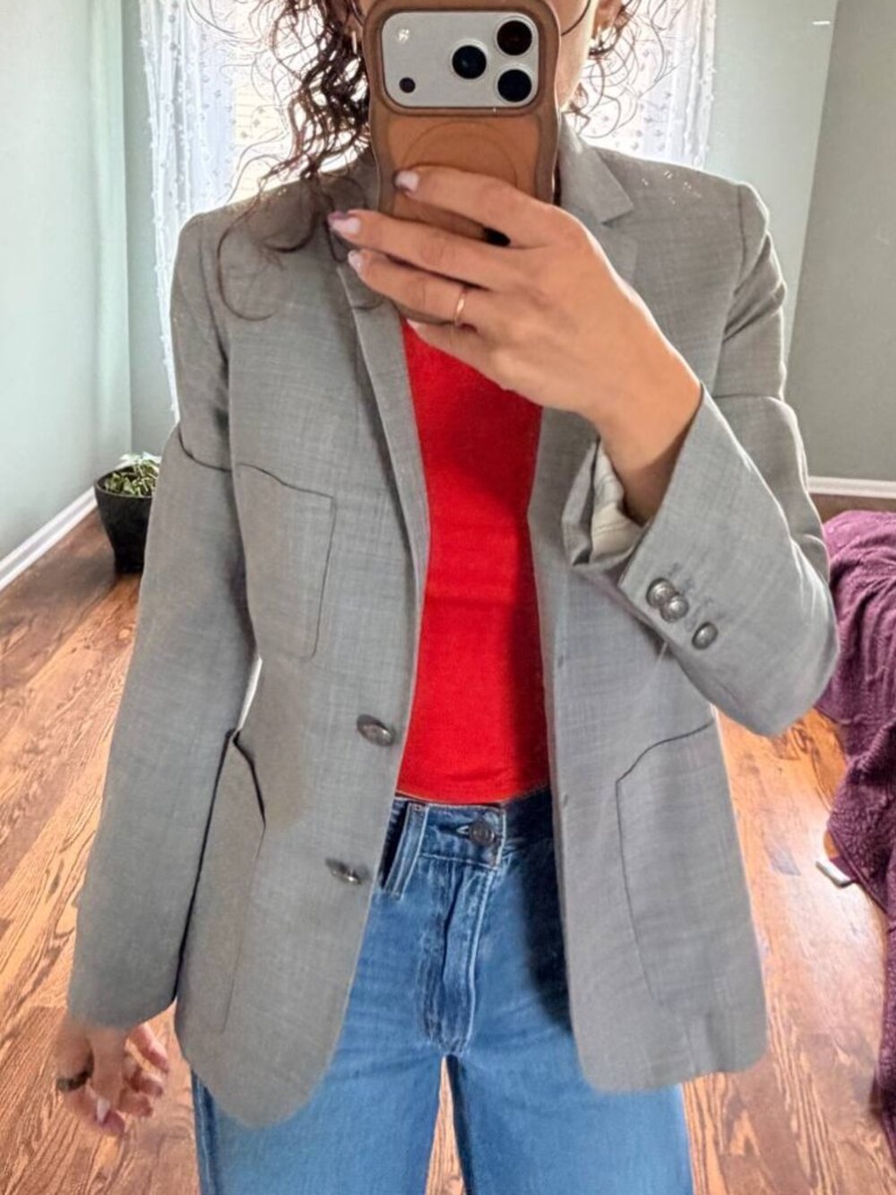 TALULA Aritzia Gray Wool Blend Fitted Blazer